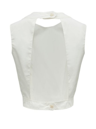THREE GRACES LONDON Rosie cutout-back cotton-poplin top in ivory white ~ summer cut-out tops
