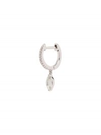 ROXANNE FIRST 14K white gold diamond amethyst drop hoop ~ luxe single earring