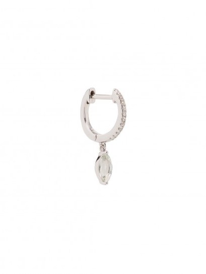 ROXANNE FIRST 14K white gold diamond amethyst drop hoop ~ luxe single earring - flipped