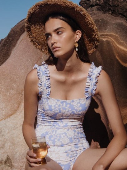 EPHEMERA Ruffled-strap floral-print swimsuit | feminine onepiece