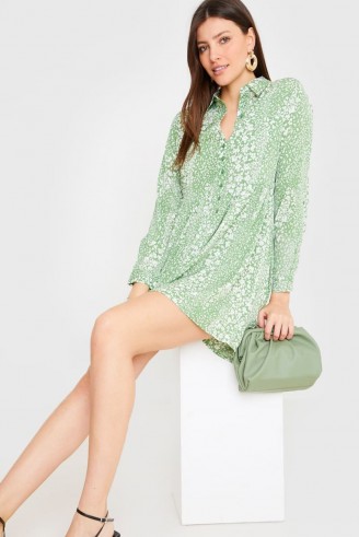IN THE STYLE SAGE FLORAL SHIRT SMOCK DRESS