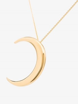 Saint Laurent Gold Tone Crescent Moon Necklace | pendant necklaces - flipped