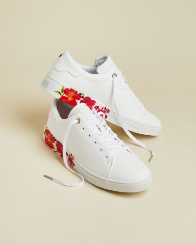 TED BAKER CIRCEE Samba printed cupsole trainers / white flower print sneakers