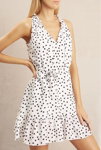 HEIDI KLEIN Santa Margherita Ligure Ruffle Neck Mini Dress / polka dot print summer dresses - flipped