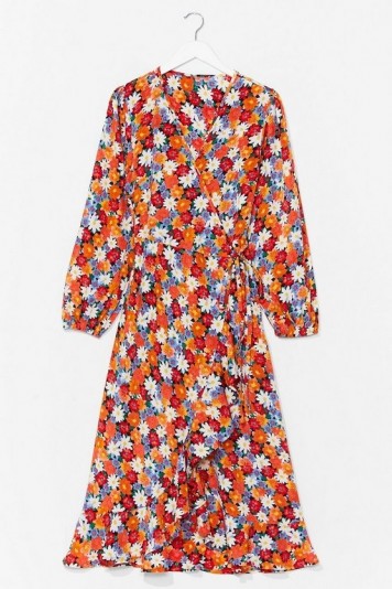 NASTY GAL Seed the Way Floral Wrap Dress