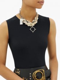 CHOPOVA LOWENA Shell and spike chain choker necklace / statemnet chokers