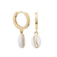 ASTRID & MIYU Shell Huggies in Gold / small pendant hoops