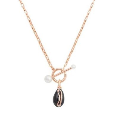 ASTRID & MIYU Toggle Necklace in Rose Gold / seashell pendant necklaces - flipped