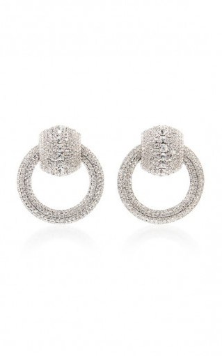 Alessandra Rich Silver-Tone Crystal Door Knocker Earrings / evening glamour - flipped