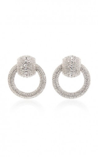 Alessandra Rich Silver-Tone Crystal Door Knocker Earrings / evening glamour