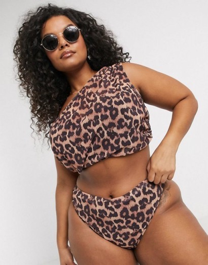 Simply Be bikini set with mesh overlay in leopard print