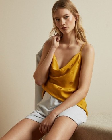 TED BAKER RANIAA Yellow spotted cowl neck cami / summer camisole - flipped