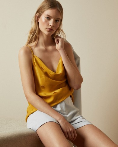 TED BAKER RANIAA Yellow spotted cowl neck cami / summer camisole