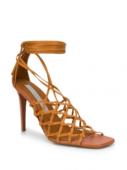 STELLA MCCARTNEY ankle-tie lattice sandals in brown