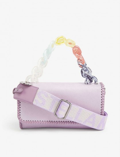 STELLA MCCARTNEY Rainbow chain faux-suede cross-body bag in lilac