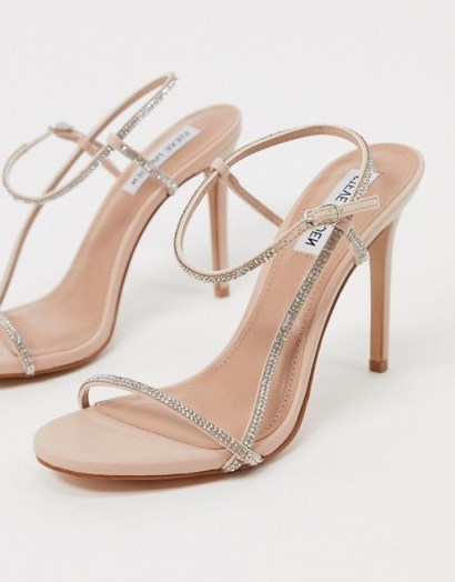 Steve Madden Oaklyn strappy heeled sandals in rhinestone – embellished heels - flipped