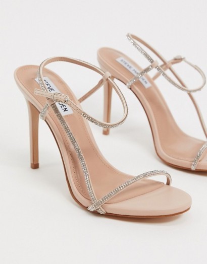 Steve Madden Oaklyn strappy heeled sandals in rhinestone – embellished heels