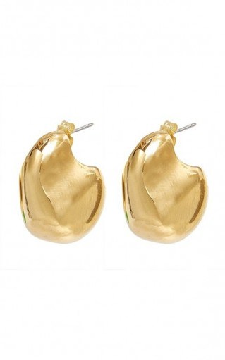 Mounser Stone Hoop 14K Gold-Plated Brass Earrings - flipped