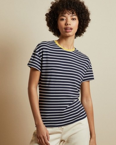 TED BAKER GGINNA Striped branded T-shirt / classic dark-blue stripe tee - flipped