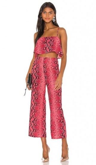 superdown x Draya Michele Zoe Cami Pant Set Neon Pink Snake | bright trouser & crop top co-ords - flipped
