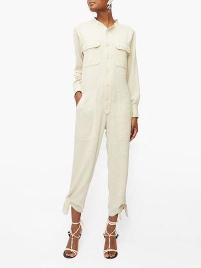 ISABEL MARANT Tacaia ankle-tie jumpsuit in ivory - flipped