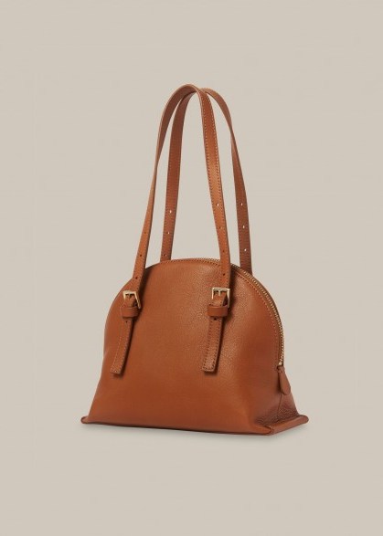 WHISTLES HADLEY BUCKLE DETAIL BAG TAN / brown handbags - flipped