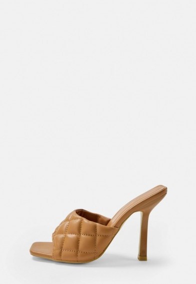 MISSGUIDED tan quilted high heel mule - flipped