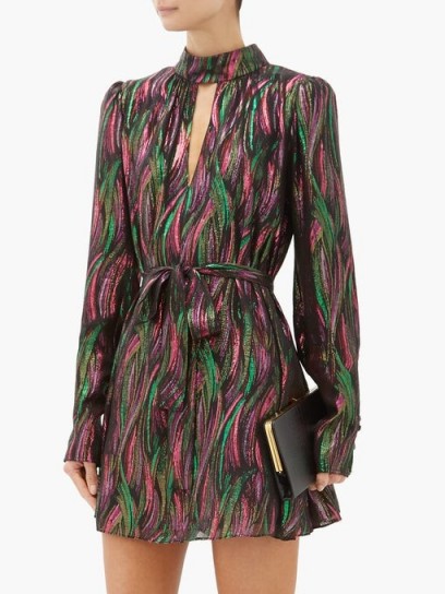 SALONI Tania rainbow-jacquard silk-blend dress