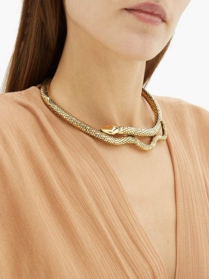 AURÉLIE BIDERMANN Tao gold-plated snake necklace ~ glamorous choker necklaces - flipped