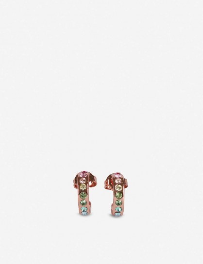 TED BAKER Reeni rainbow crystal-embellished huggie hoop earrings – multicoloured huggies