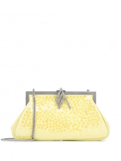 THE ATTICO yellow embroidered shoulder bag | vintage look sequinned bags - flipped