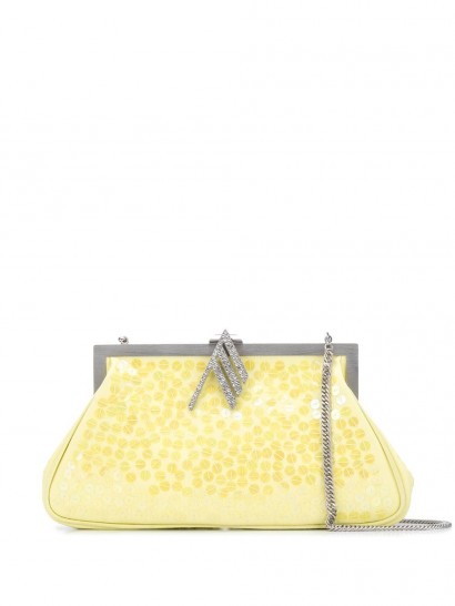 THE ATTICO yellow embroidered shoulder bag | vintage look sequinned bags