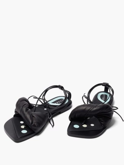 ELLERY Themister wrap leather sandals ~ strappy black summer flats - flipped