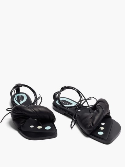 ELLERY Themister wrap leather sandals ~ strappy black summer flats