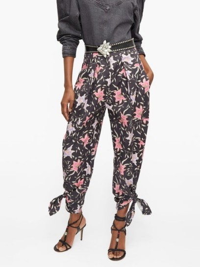 ISABEL MARANT Tie-cuff floral-print cotton trousers