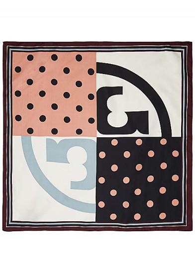 TORY BURCH Polka-dot print silk scarf / designer scarves