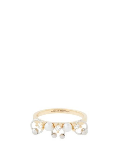 DELFINA DELETTREZ Two in One diamond, pearl & 18kt gold ring