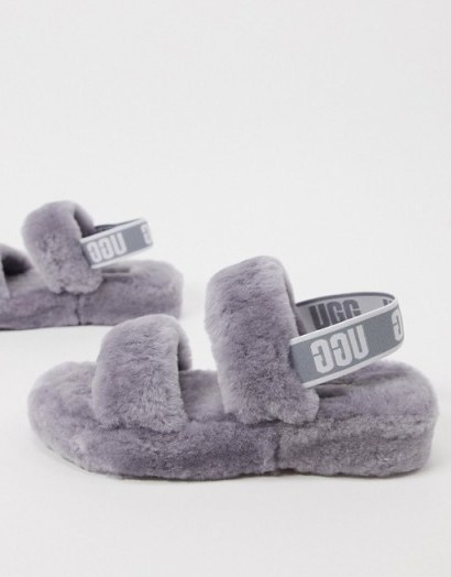 UGG Oh Yeah logo double strap sandals in soft amethyst - flipped