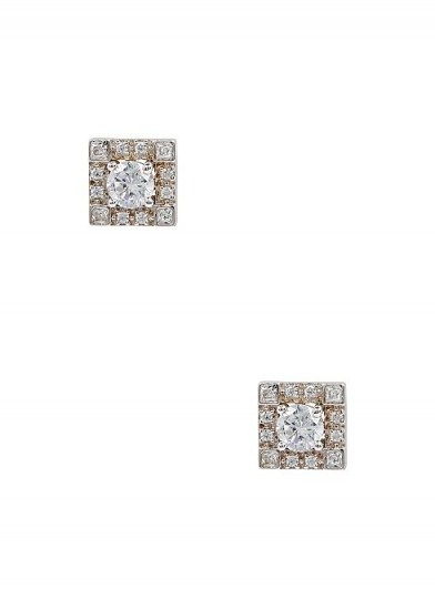 V BY LAURA VANN Odette crystal-embellished stud earrings / square studs - flipped