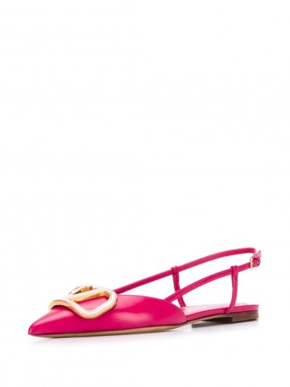 VALENTINO Valentino Garavani VLOGO slingback ballerina shoes | vibrant pink flat slingbacks - flipped