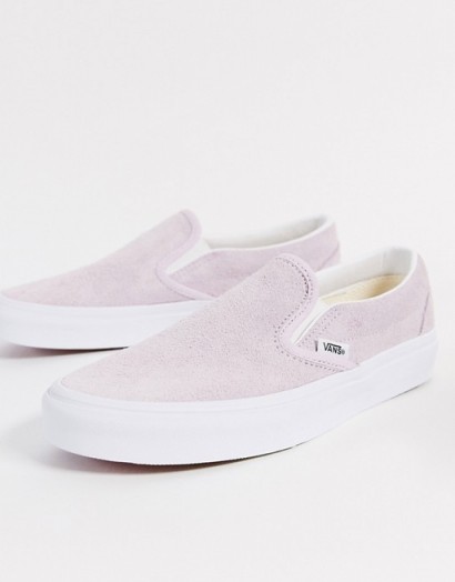 Vans Slip-On suede trainers in lilac | sports luxe sneaker