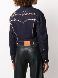 VERSACE stud-embellished cropped jacket / studded denim jackets