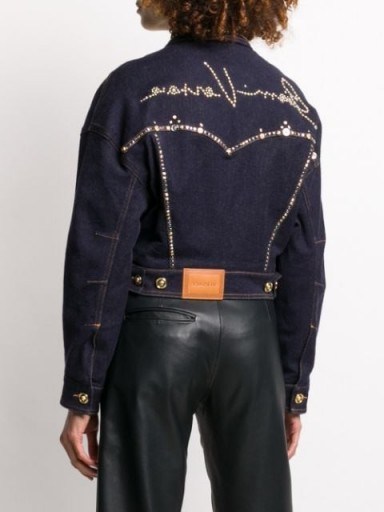VERSACE stud-embellished cropped jacket / studded denim jackets - flipped
