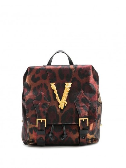 VERSACE Virtus leopard print backpack / luxe backpacks - flipped