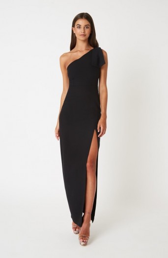 Vesper Emmeline Black Maxi Dress – one shoulder evening gown