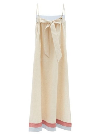 CASA RAKI Vicky tie-back organic-linen midi dress ~ back detail summer dresses - flipped