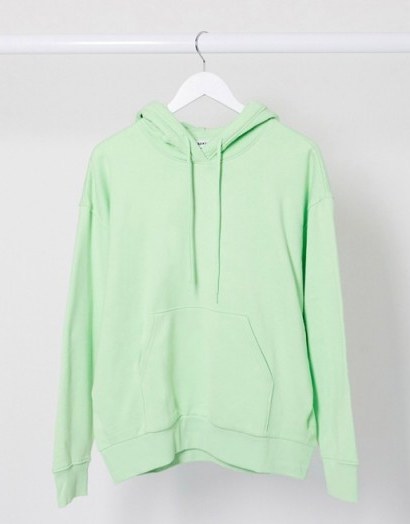 Weekday Alisa organic cotton oversized hoodie in light green - flipped