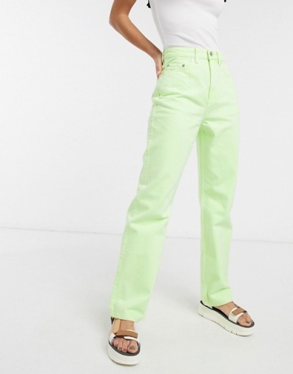 Weekday Rowe organic cotton straight leg jeans in bright green