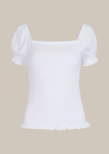 WHISTLES BEX ROUCHED FRILL TOP WHITE / essential summer tops - flipped
