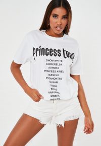 MISSGUIDED white princess tour graphic print short sleeve t shirt